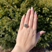 14k Yellow Gold 2.95 Carat Precious Genuine Natural Topaz Diamond Ring (#7112)