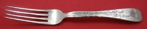 Lap Over Edge Acid Etched by Tiffany Sterling Regular Fork w/ Flowers 7 1/4"