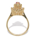 14k Yellow Gold Marquise Genuine Natural Ruby and Diamond Cocktail Ring (#J2748)