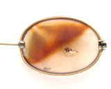 Vintage 10k Yellow Gold Genuine Natural Agate Pin 1 1/4" Jewelry (#J7254)