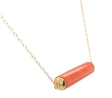 14k Yellow Gold Necklace with 7.70 Carat Genuine Natural Coral Bead (#J7529)