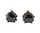 Platinum Stud Earrings w/Star Shaped .97ct TW Genuine Black Diamonds (#J7517)