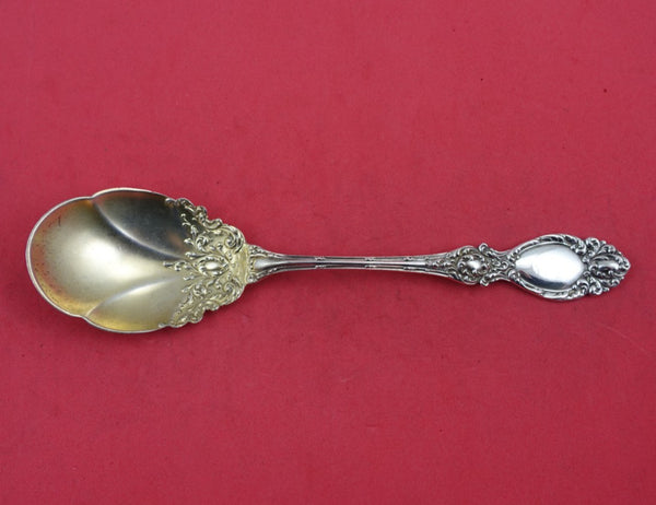 Lucerne by Wallace Sterling Silver Preserve Spoon Gold Washed 7 1/8" Serving