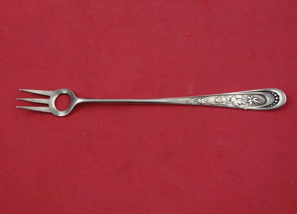 Wood and Hughes Sterling Silver Cocktail Fork w/ leaves & flowers 5 1/4"
