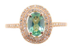 14k Rose Gold .66ct Green Genuine Natural Tourmaline Ring with Diamonds (#J4003)