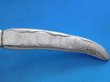 Lap Over Edge Acid Etched Tiffany Sterling Silver Fish Knife Oyster Sea 7 7/8"
