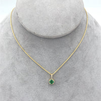 18k Gold .40ct Fine Genuine Emerald and Diamond Pendant w/ 18k 18" Chain #J7001