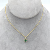 18k Gold .40ct Fine Genuine Emerald and Diamond Pendant w/ 18k 18" Chain #J7001