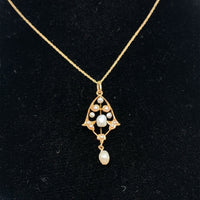 14k Yellow Gold Freshwater River Pearls Lavaliere Pendant (#J5462)