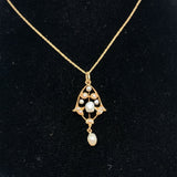 14k Yellow Gold Freshwater River Pearls Lavaliere Pendant (#J5462)