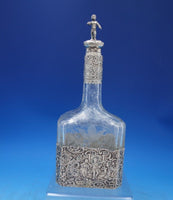 European .800 Silver Cut Crystal Decanter 3-D Child on Top w/ Men Women (#6867)