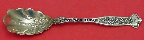 Dresden by Whiting Sterling Silver Sugar Spoon Fancy Shell Goldwashed 6"