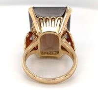 14k Gold Ring with Large Emerald Cut Genuine Natural Smoky Quartz (#J6608)