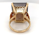 14k Gold Ring with Large Emerald Cut Genuine Natural Smoky Quartz (#J6608)