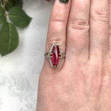 Art Deco 12k Gold Filigree Synthetic Lab-Created Ruby Ring Size 6.25 (#J7506)