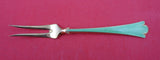 Lilje by Th. Olsens Sterling Silver Pickle Fork vermeil enameled green 5 3/8"
