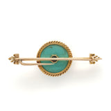 Victorian 14k Yellow Gold Genuine Natural Turquoise Bar Pin Jewelry (#J6047)