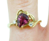 14k Yellow Gold Pear Shape Pink Genuine Natural Tourmaline Ring Jewelry (#J215)
