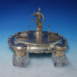 Portuguese .833 Silver Inkwell Double w/Footed Stand 3D Lady Justice (#5426)
