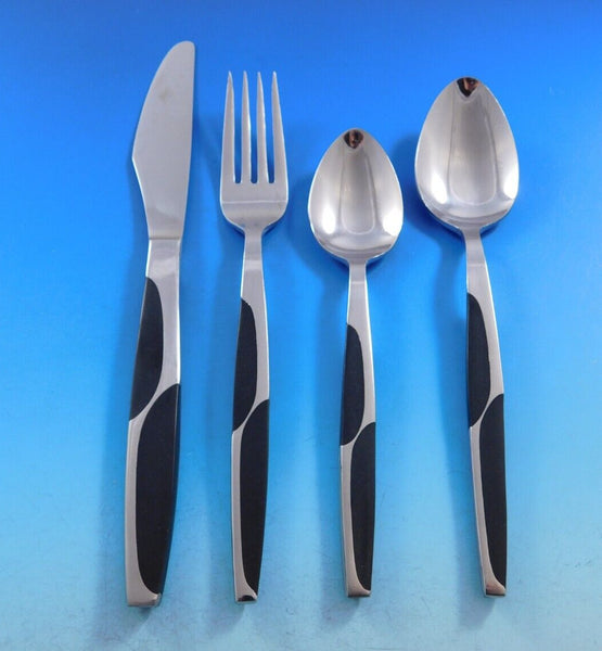 Modernist Japan Stainless Steel with black Nylon Flatware set 23 pcs Modern