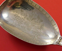 Bacchanalian English Sterling Silver Berry Spoon Ovoid w/ Fruit London 1872 9"