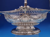 English Georgian Sterling Silver Basket with Swing Handle Pierced Ribbon (#8388)