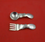 Sanborns Mexican Sterling Silver Baby Set 2pc Bunny Shaped Handles 4 1/4"