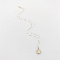 14k Yellow Gold Very Small Round Locket with Engraved Heart and Chain (#J7007)