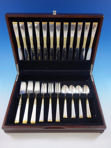 Golden Scroll by Gorham Sterling Silver Flatware Set Place size Service 48 Pcs