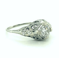 14k White Gold .78ct Genuine Natural Diamond Filigree Ring (#J5326)