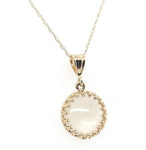 14k Yellow Gold Round 2.5 Carat Genuine Natural Moonstone Pendant w/Chain #J6658