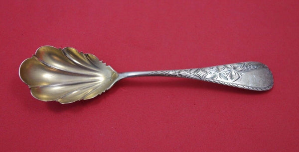 Antique Engraved Wheat by Vanderslice Sterling Silver Sugar Spoon GW 6"
