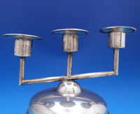 Maciel Mexican Mexico Sterling Silver Candelabra Pair 3-Light (#1665) Modernist