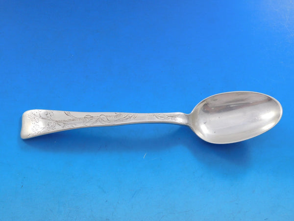 Lap Over Acid Etched by Tiffany Sterling Silver Place Soup Spoon Flowers 7" #3