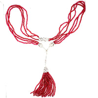 14k White Gold 163 Carats Genuine Natural Ruby Bead Necklace (#J5340)