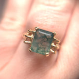 10k Yellow Gold 2.47ct Moss Genuine Natural Agate Ring Size 6 Jewelry (#J6787)