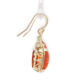 10k and 14k Handwrought Drop Genuine Natural Carnelian Earrings w/Leaves #J6688