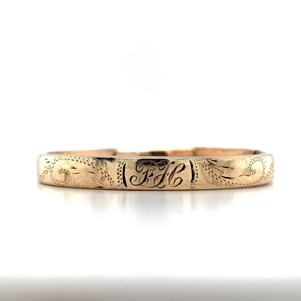 14k Yellow Gold Hinged Baby Bangle Bracelet Dated 1918 Jewelry (#J5970)
