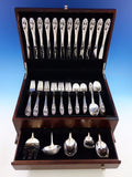 Silver Iris by International Sterling Silver Flatware Set for 12 Service 65 pcs