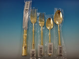 Bamboo Gold D'Oro by Ricci Stainless Steel Flatware Set for 8 Service 40 pc New