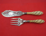 George Unite English Victorian Sterling Silver Fish Serving Set 2pc Dolphin Fish