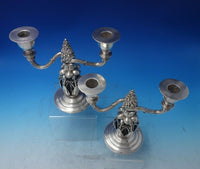 Georg Jensen Sterling Silver Candelabra Pair 2-Light with Fir Cones #244 (#5890)