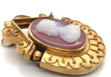 Victorian 14k Yellow Gold Genuine Natural Agate Cameo Pin / Pendant (#J6192)