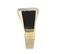 10k Yellow Gold Men's Signet RIng w/Rose Gold White Gold Bands Size 10.5 #J7005