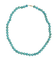 14k Gold Clasp 8mm Kingman Genuine Turquoise Strand Beads Necklace 18.5" #J7327