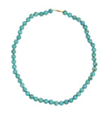 14k Gold Clasp 8mm Kingman Genuine Turquoise Strand Beads Necklace 18.5" #J7327