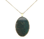 14k Yellow Gold Genuine Natural Bloodstone Pendant Necklace Jewelry (#J7096)