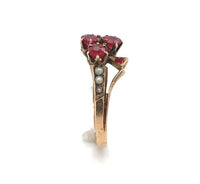 10k Yellow Gold Victorian Synthetic Lab-Created Ruby/Paste Clover Ring (#J6291)