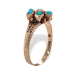 Victorian 10k Rose Gold Turquoise / Glass and Pearl Rosette Ring (#J7077)