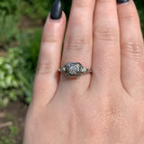 Art Deco 18k White Gold .23ct Genuine Natural Diamond Filigree Ring (#J6750)